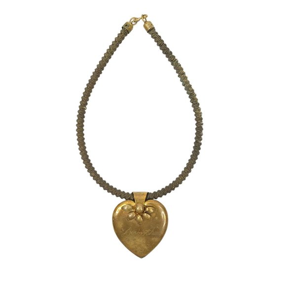 Vintage Choker Necklace Heart Floral ENGRAVED Dorothy Stretchy Boho Hippie Goth - Picture 14 of 14